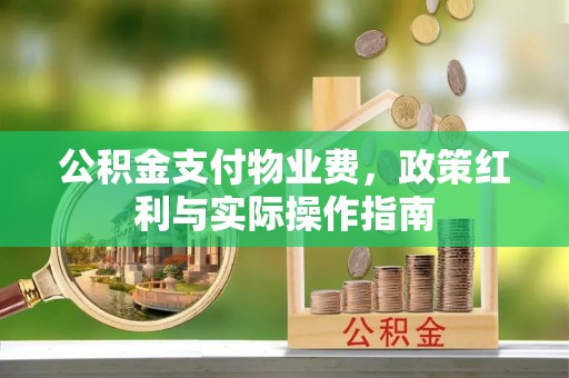 青秀公积金支付物业费，政策红利与实际操作指南
